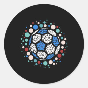 Pegatina Redonda Día Feliz de las Lunares Fútbol Amante de Lunares