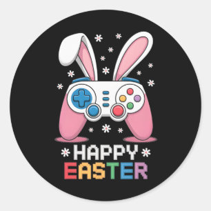 Pegatina Redonda Día Feliz de Pascua de Conejo de Huevo de Videojue