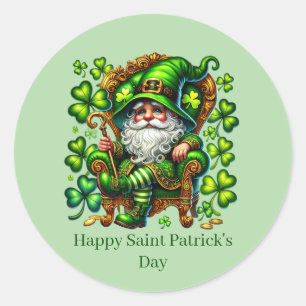 Pegatina Redonda Día feliz de San Patricio duende personalizable