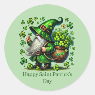 Pegatina Redonda Día feliz de San Patricio duende personalizable