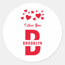 Pegatina Redonda Día Feliz de San Valentín con Monograma Hipster Ro