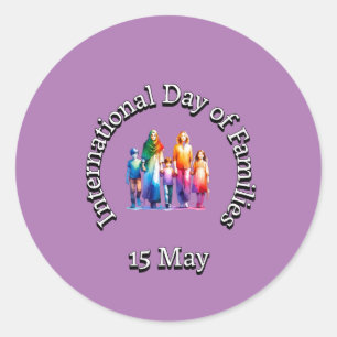 Pegatina Redonda Día Internacional de la Familia: 15 de mayo