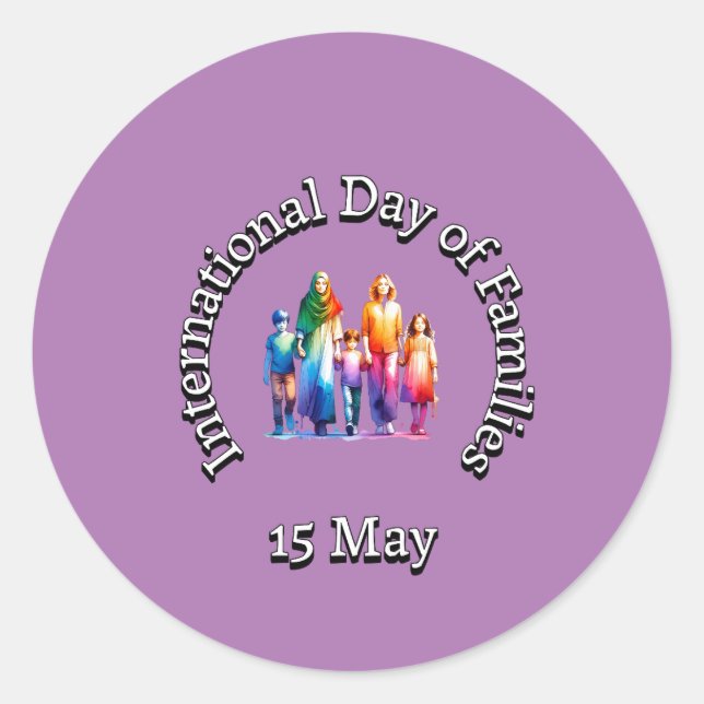 Pegatina Redonda Día Internacional de la Familia: 15 de mayo (Anverso)