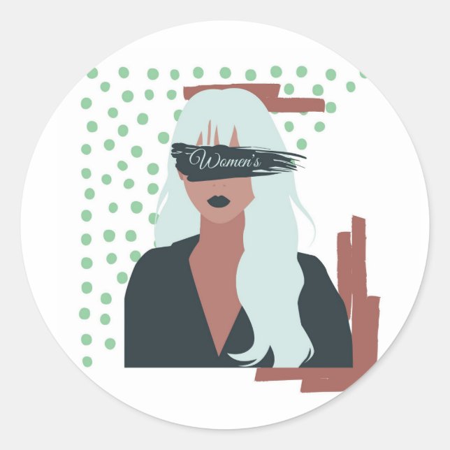 Pegatina Redonda Día Internacional de la Mujer (Anverso)