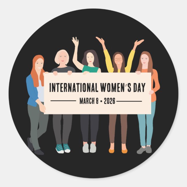 Pegatina Redonda Día Internacional de la Mujer (Anverso)