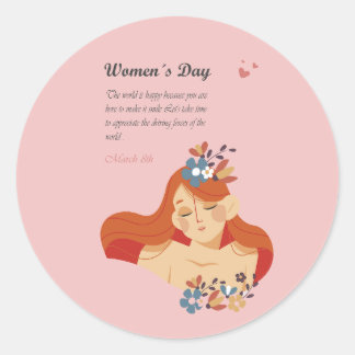 Pegatina Redonda Día Internacional de la Mujer 8 de marzo