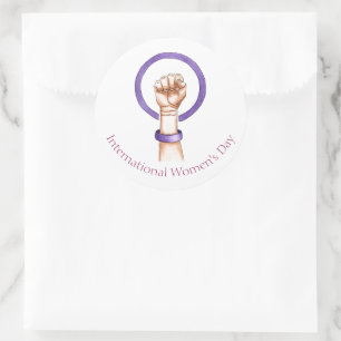 Pegatina Redonda Día Internacional de la Mujer 8 de marzo