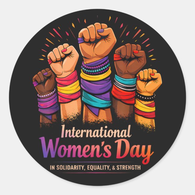 Pegatina Redonda Día Internacional de la Mujer 8 Marzo (Anverso)
