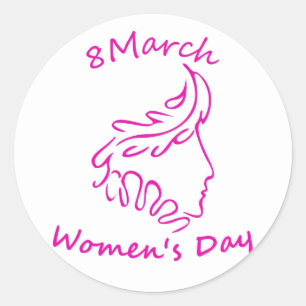 Pegatina Redonda Día Internacional de la Mujer 8 Marzo