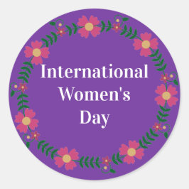 Pegatina Redonda Día Internacional de la Mujer Púrpura