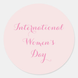 Pegatina Redonda Día Internacional de la Mujer Rosa en Rubor
