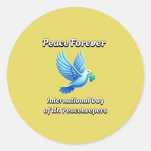 Pegatina Redonda Día Internacional de las Fuerzas de Paz de las Nac