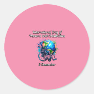 Pegatina Redonda Día Internacional de las Personas con Discapacidad