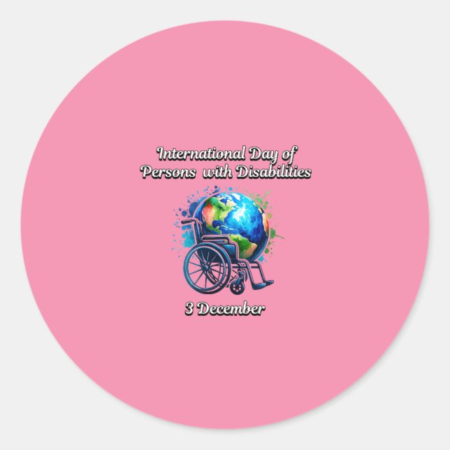 Pegatina Redonda Día Internacional de las Personas con Discapacidad (Anverso)