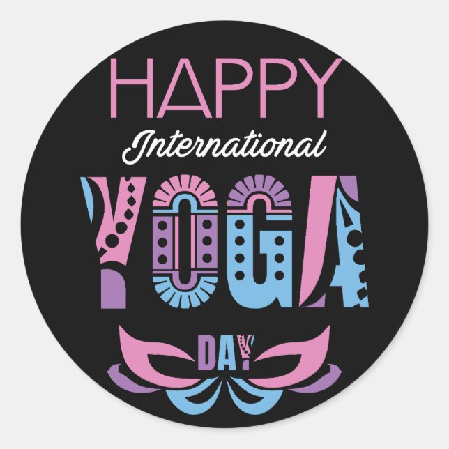Pegatina Redonda Día Internacional del Yoga (Anverso)