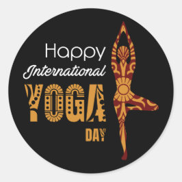Pegatina Redonda Día Internacional del Yoga