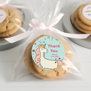 Pegatina Redonda Día mágico lindo personalizado unicornio cumpleaño