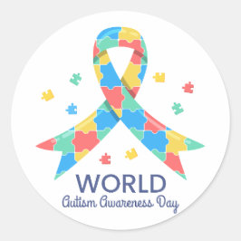 Pegatina Redonda Día Mundial de Conciencia sobre el Autismo