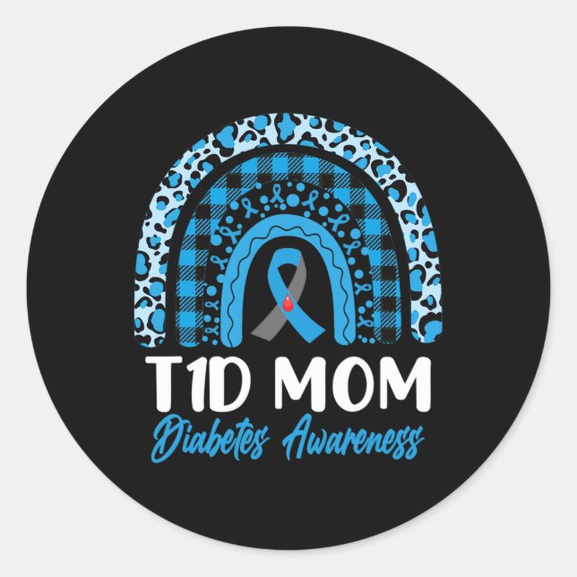 Pegatina Redonda Día Mundial de Conciencia sobre la Diabetes T1d Ti (Anverso)