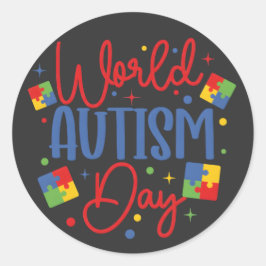 Pegatina Redonda Día Mundial de Concienciación sobre el Autismo Rom