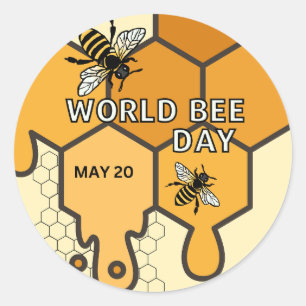Pegatina Redonda Día Mundial de la Abeja