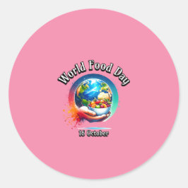 Pegatina Redonda Día Mundial de la Alimentación. 16 de octubre