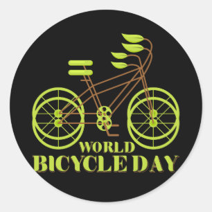 Pegatina Redonda Día Mundial de la Bicicleta
