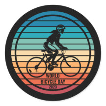 Día Mundial de la Bicicleta Retro Ciclista Silhoue