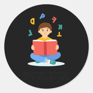 Pegatina Redonda Día Mundial de la Dislexia Día de la Conciencia Ra