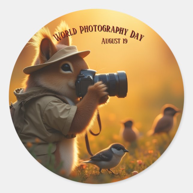 Pegatina Redonda Día Mundial de la Fotografía (Anverso)