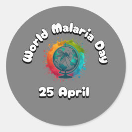 Pegatina Redonda Día Mundial de la Malaria