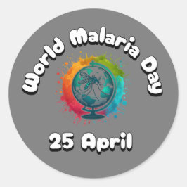 Pegatina Redonda Día Mundial de la Malaria