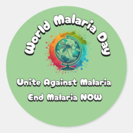 Pegatina Redonda Día Mundial de la Malaria - Unidos contra la Malar