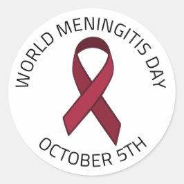 Pegatina Redonda Día Mundial de la Meningitis - 5 de octubre
