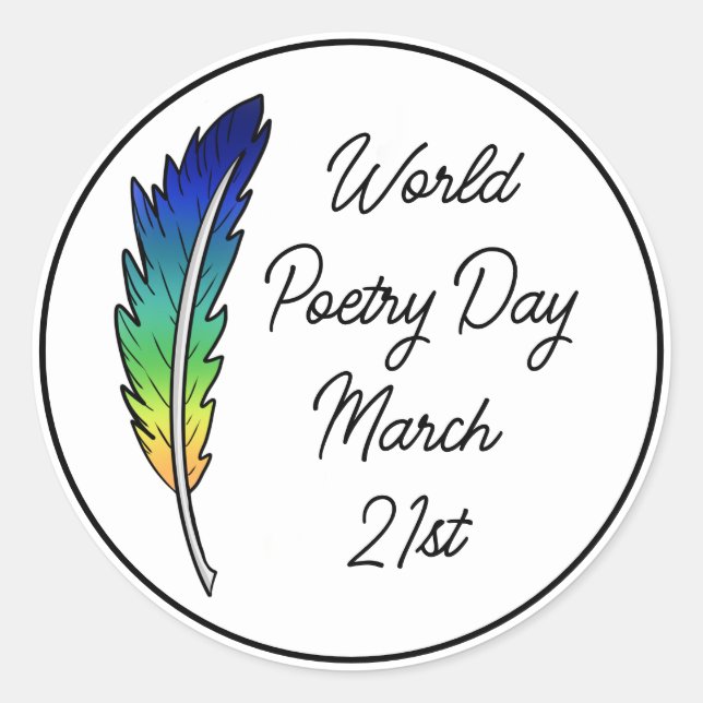 Pegatina Redonda Día Mundial de la Poesía | 21 de marzo (Anverso)