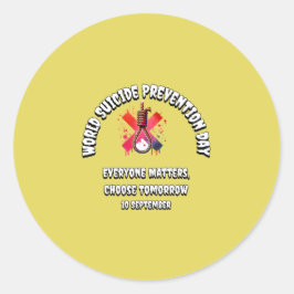 Pegatina Redonda Día Mundial de la Prevención del Suicidio. Todo El