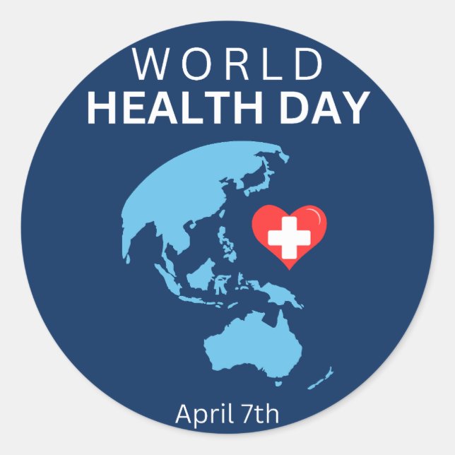 Pegatina Redonda Día Mundial de la Salud 7 de abril (Anverso)