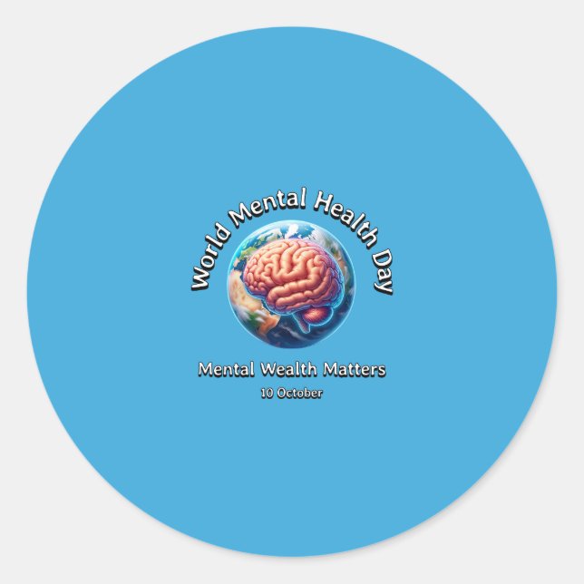 Pegatina Redonda Día Mundial de la Salud Mental. La salud mental im (Anverso)