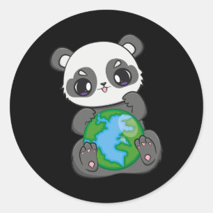 Pegatina Redonda Día Mundial de la Tierra Día Terrestre Panda