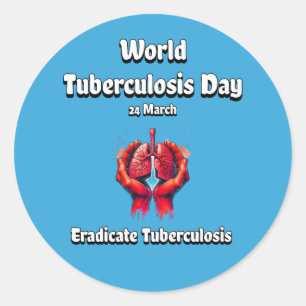 Pegatina Redonda Día mundial de la tuberculosis. Erradicar la tuber