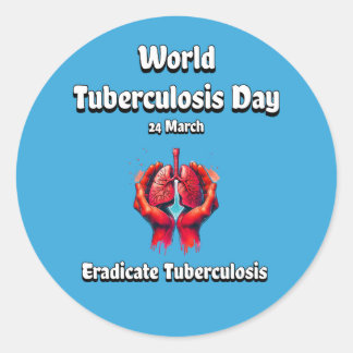 Pegatina Redonda Día mundial de la tuberculosis. Erradicar la tuber