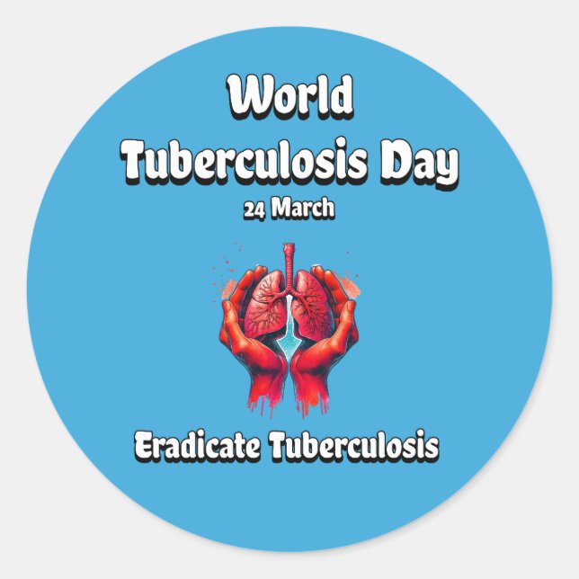 Pegatina Redonda Día mundial de la tuberculosis. Erradicar la tuber (Anverso)