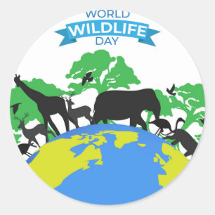 Pegatina Redonda Día Mundial de la Vida Silvestre