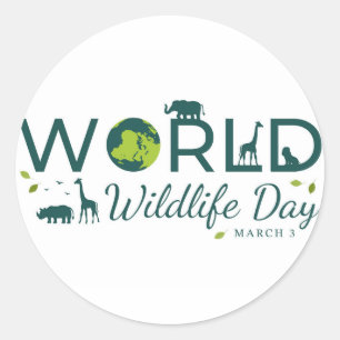 Pegatina Redonda Día Mundial de la Vida Silvestre