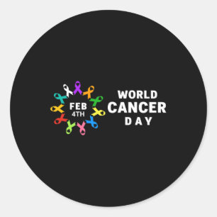 Pegatina Redonda Día Mundial del Cáncer - Conciencia sobre el cánce