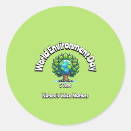 Pegatina Redonda Día Mundial del Medio Ambiente. 5 de junio