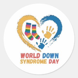 Pegatina Redonda Día Mundial del Síndrome de Down Conciencia famili