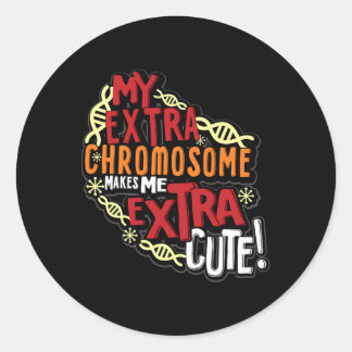 Pegatina Redonda Día Mundial del Síndrome de Down Cromosoma Mujeres