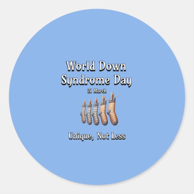 Pegatina Redonda Día Mundial del Síndrome de Down. No menos (Anverso)