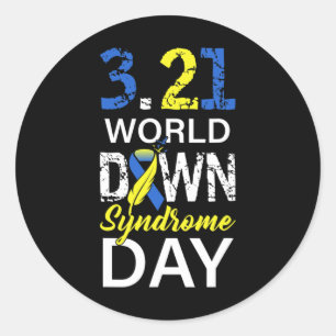 Pegatina Redonda Día Mundial del Síndrome de Down para combatir las